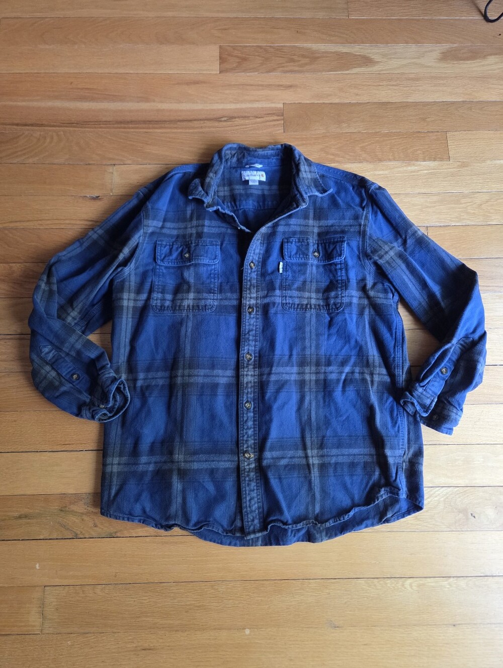Carhartt Hubbard Blue Plaid Flannel Shirt XL Msde In India